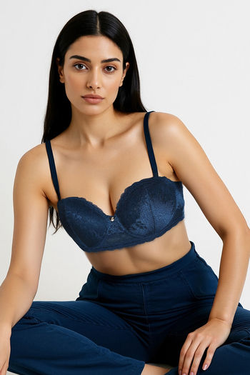 Buy Zivame Celeste & Rose Padded Wired 3/4Th Coverage Strapless Bra - Gibraltor Sea